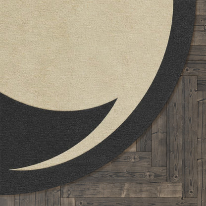 Minimalist Wave Round Rug | Black Cream Coastal Area Rug Printify