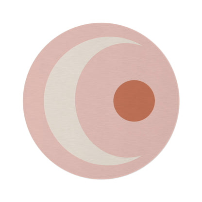 Crescent Moon and Sun Round Rug | Boho Pink Nursery Floor Mat Printify