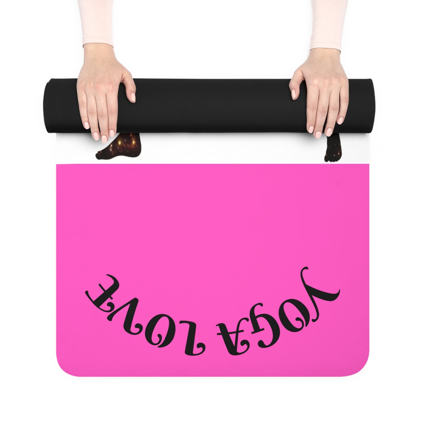 Galaxy Yoga Love yoga mat | pink rubber yoga mat, warrior silhouette design | Gift For Her - Best Yoga Mats for Home Workouts