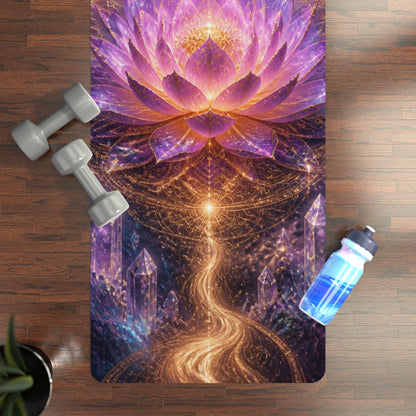 Cosmic Lotus Meditation Rubber Yoga Mat | Spiritual Chakra Mandala Design Printify
