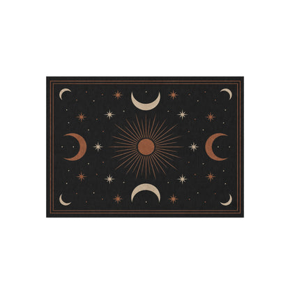 Celestial Moon Phases Outdoor Rug | Sun and Stars Patio Mat Printify
