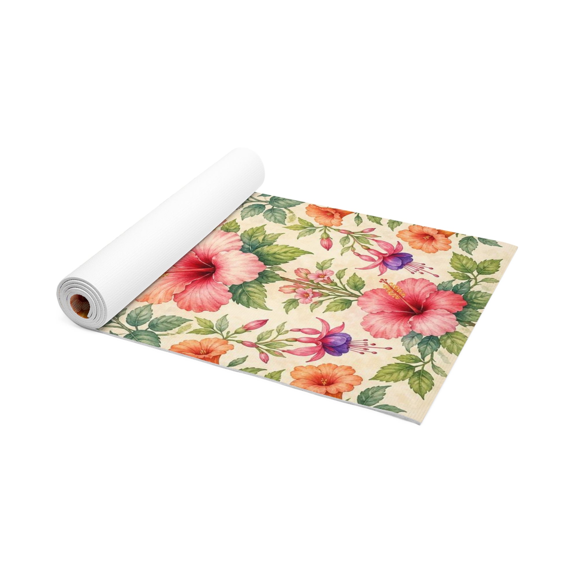 Hummingbird Hibiscus Floral Foam Yoga Mat | Tropical Botanical Pattern - Best Yoga Mats for Home Workouts