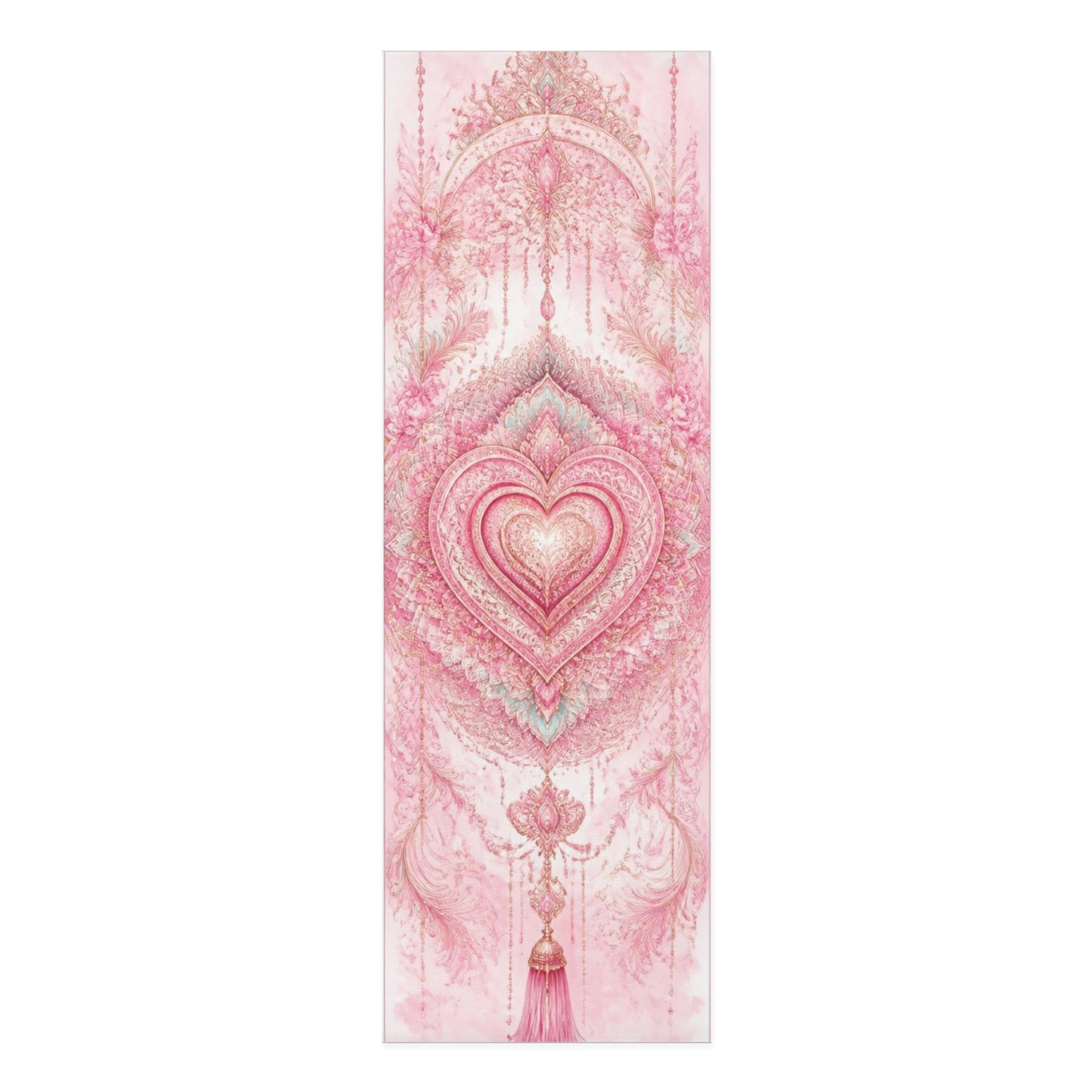 Pink Heart Mandala Foam Yoga Mat | Sacred Lotus Tassel Design - Best Yoga Mats for Home Workouts