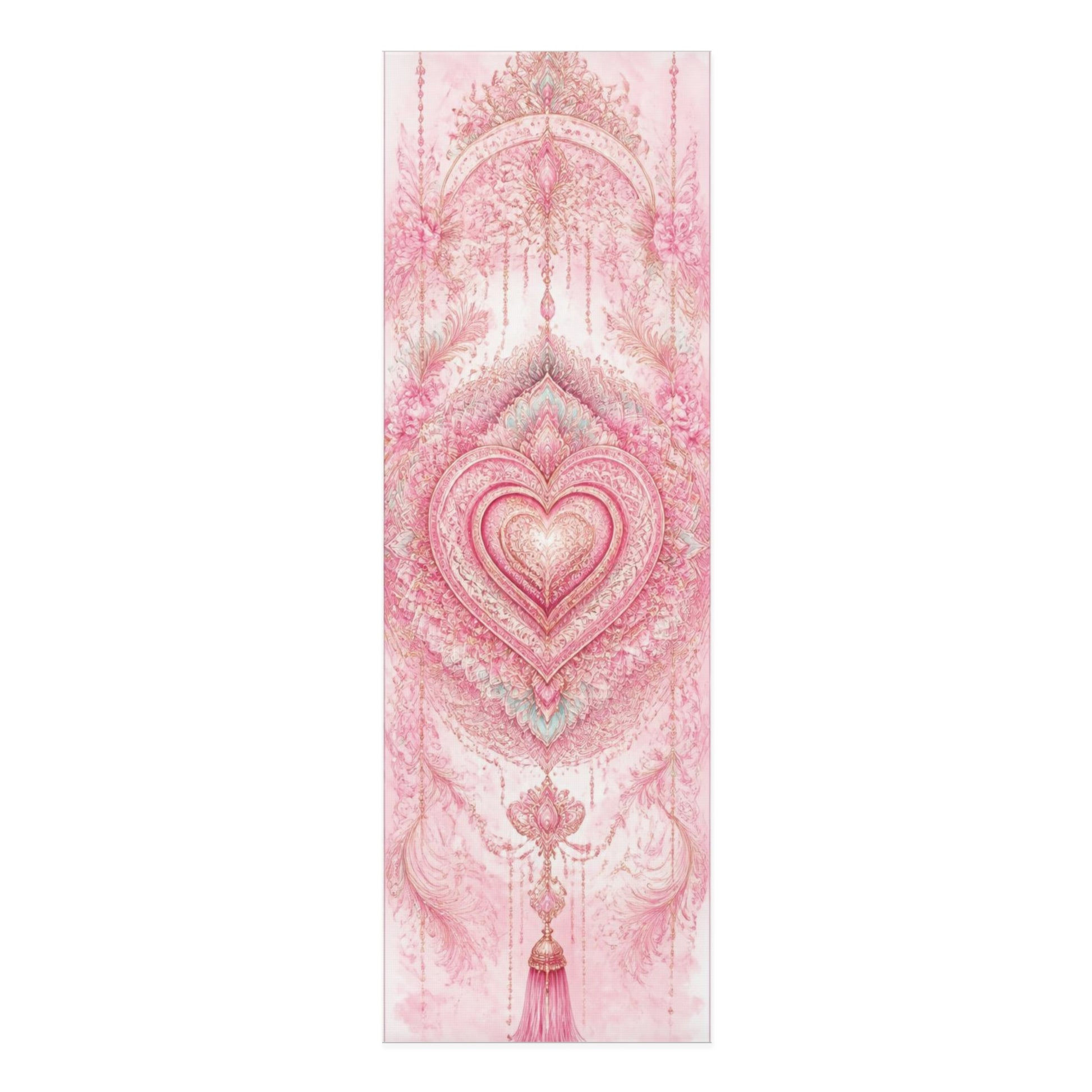 Pink Heart Mandala Foam Yoga Mat | Sacred Lotus Tassel Design - Best Yoga Mats for Home Workouts