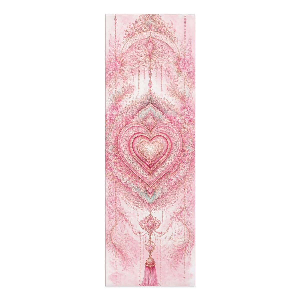 Pink Heart Mandala Foam Yoga Mat | Sacred Lotus Tassel Design - Best Yoga Mats for Home Workouts