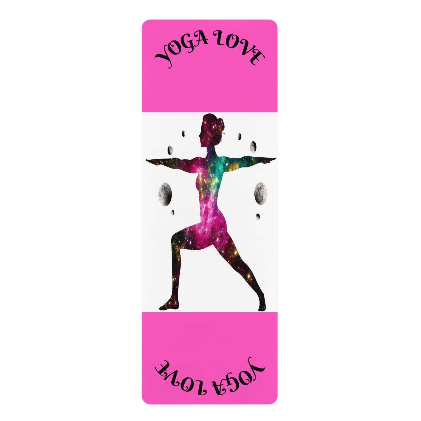 Galaxy Yoga Love yoga mat | pink rubber yoga mat, warrior silhouette design | Gift For Her - Best Yoga Mats for Home Workouts