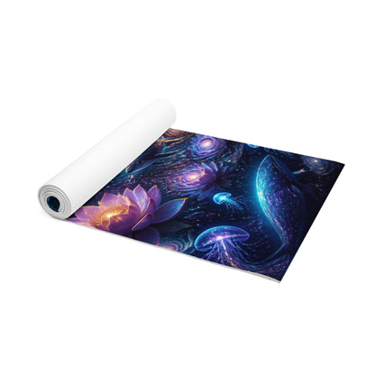 Meditative Moonlight Scene Foam Yoga Mat | Cosmic Lotus, Oceanic Jellyfish Printify