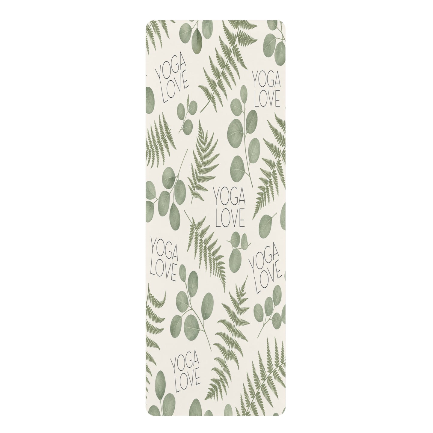 Yoga Love Botanical Pattern Rubber Yoga Mat | Ferns & Eucalyptus Leaves - Best Yoga Mats for Home Workouts