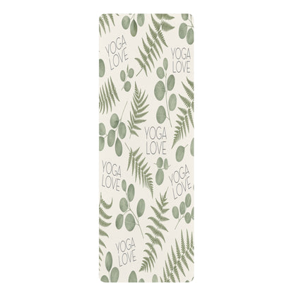 Yoga Love Botanical Pattern Rubber Yoga Mat | Ferns & Eucalyptus Leaves - Best Yoga Mats for Home Workouts