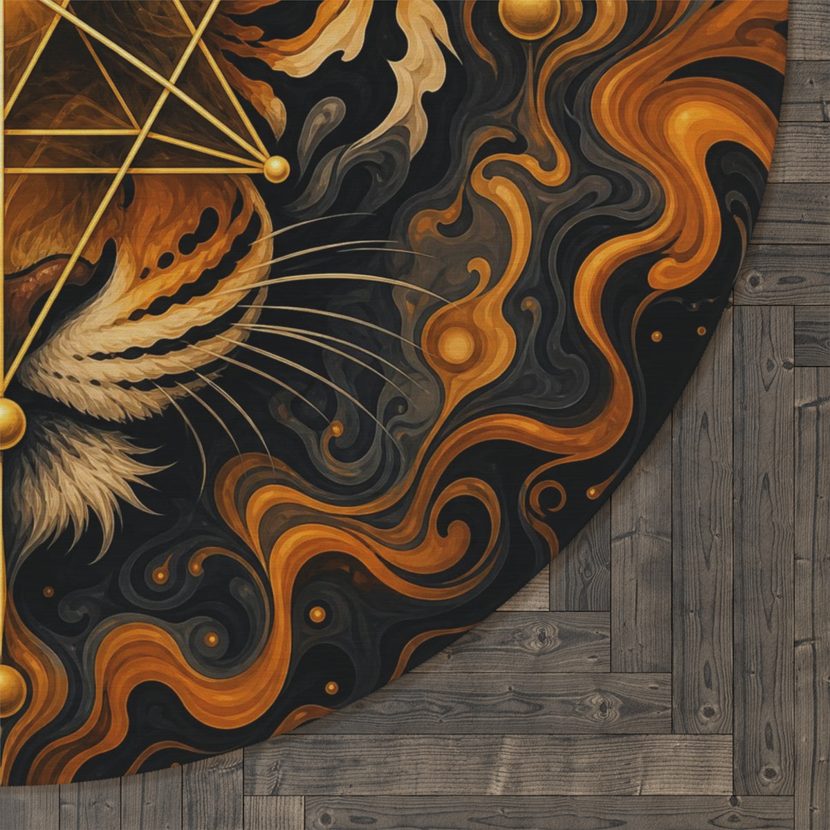 Geometric Tiger Mandala Round Rug | Mystical Animal Boho Décor Printify