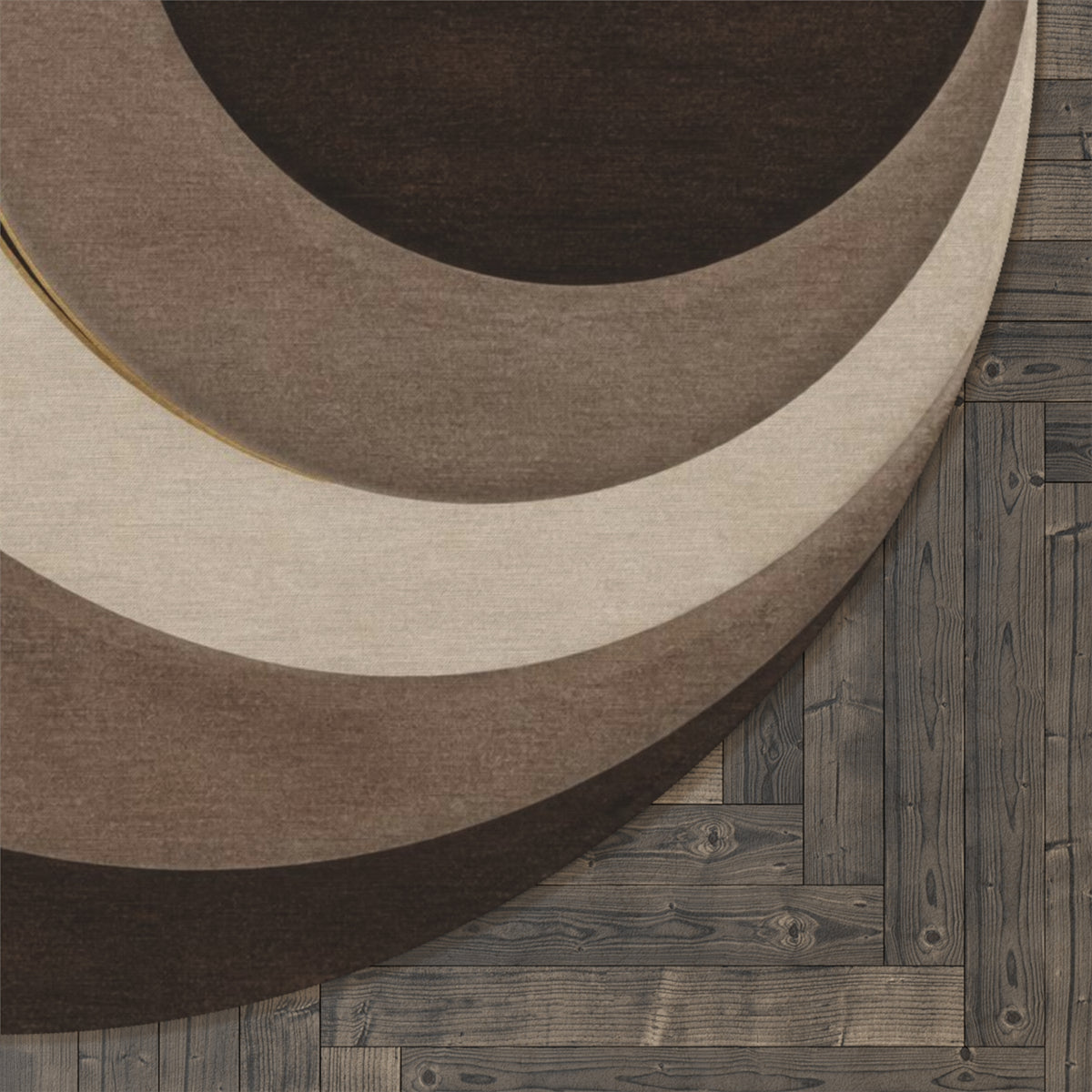 Neutral Crescent Layered Design Round Rug | Modern Boho Circle Pattern Printify