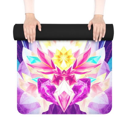 Crystal Lotus with Butterflies Rubber Yoga Mat | Spiritual Chakra Mat Printify
