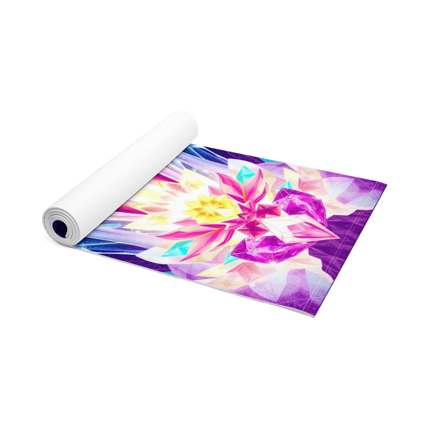 Crystal Lotus with Butterflies Foam Yoga Mat | Spiritual Chakra Design Printify