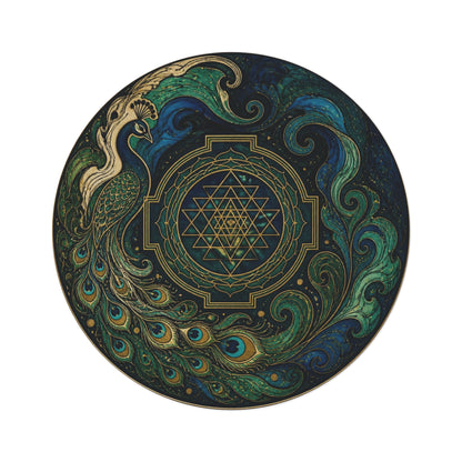 Peacock Mandala Round Rug | Sri Yantra Sacred Geometry Floor Mat Printify