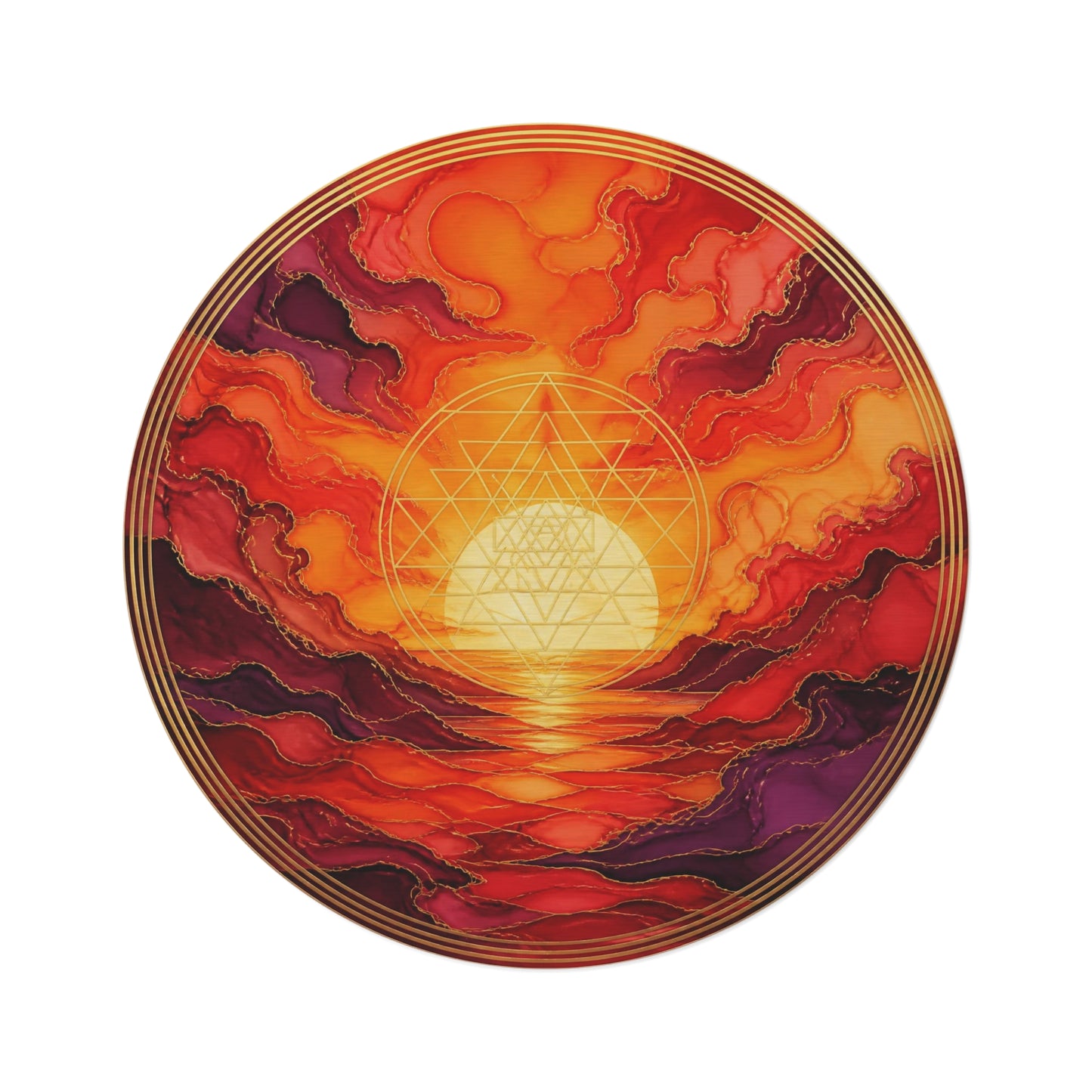 Enchanted Waterfall Fantasy Round Rug | Sunset Sacred Geometry Washable Floor Mat | Boho Mandala Living Room Decor | Non-Slip Printify