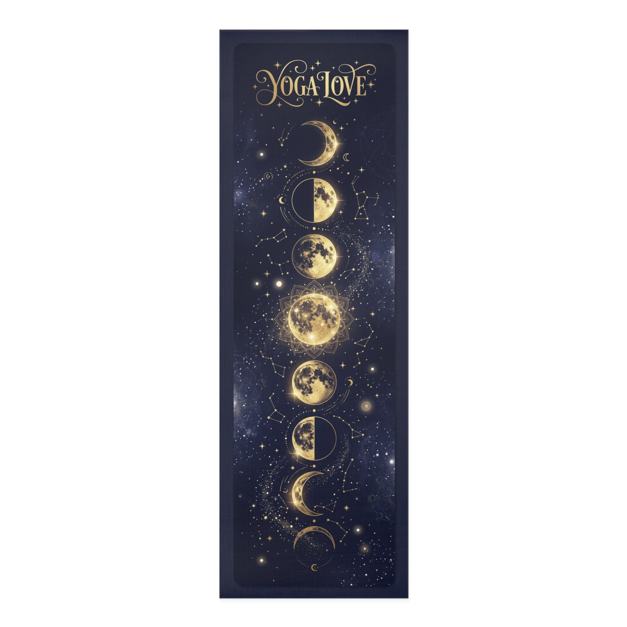 Moon Phases Yoga Mat | Celestial Gold Night Sky, Yoga Love Printify