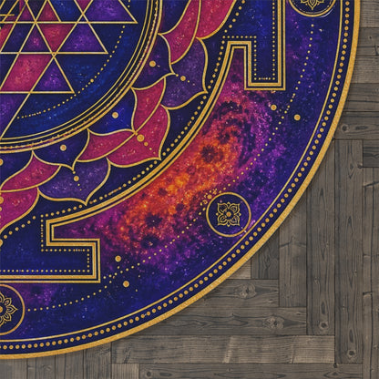 Sacred Sri Yantra Mandala Round Rug | Cosmic Geometric Floor Mat Printify