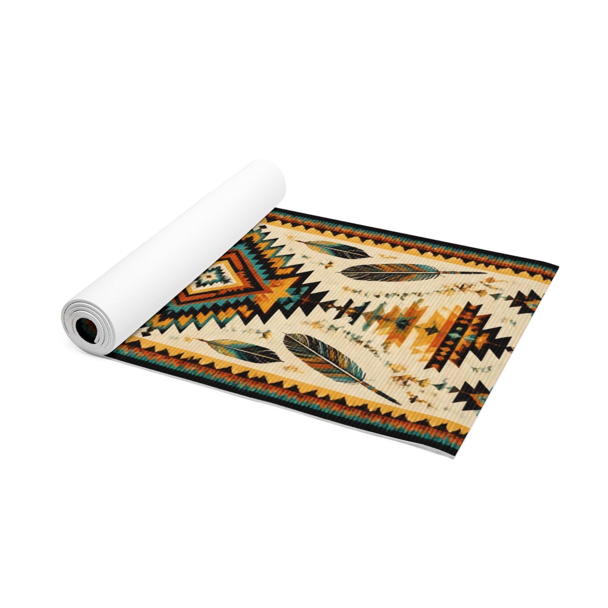 Southwestern Aztec Feather Pattern Foam Yoga Mat | Tribal Geometric Design Printify
