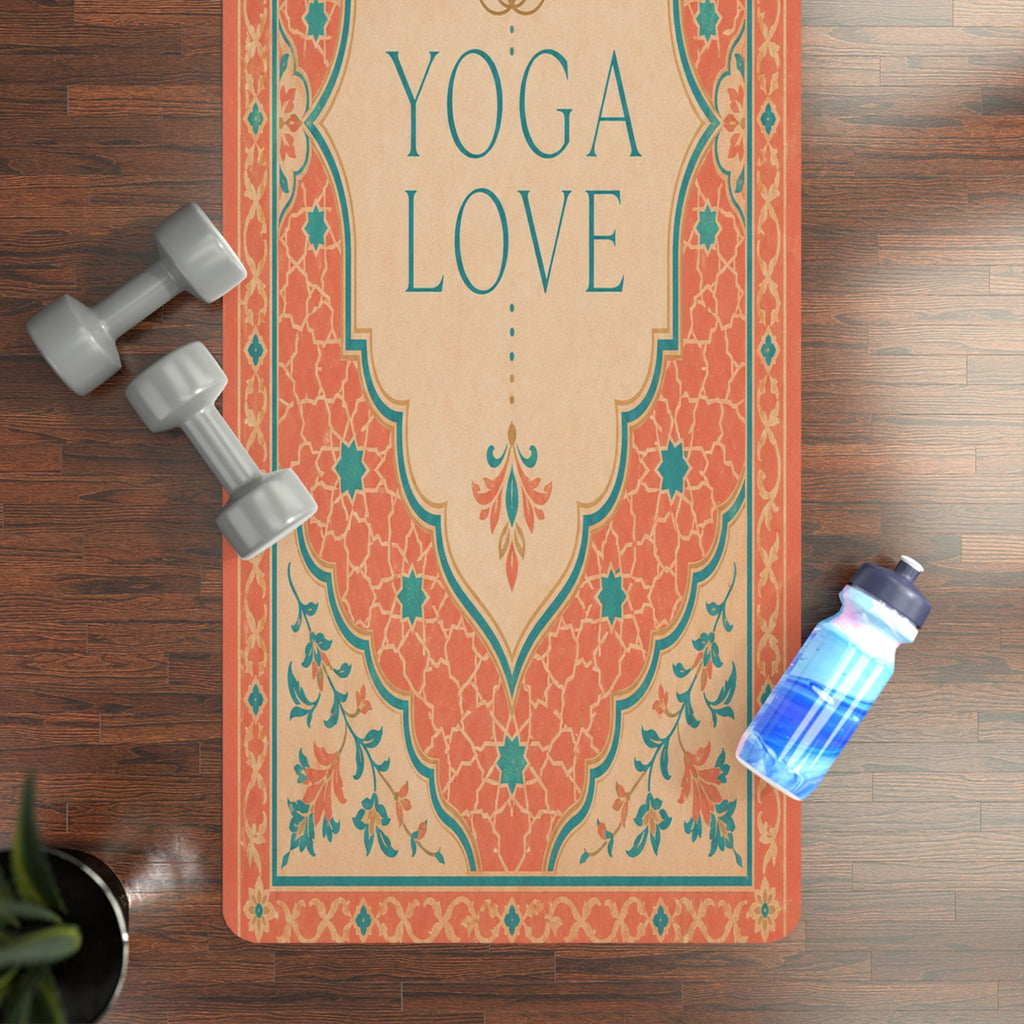 Yoga Love mandala pattern Rubber Yoga Mat | boho floral mat
