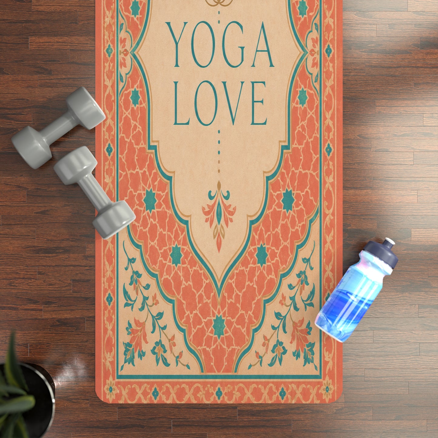 Yoga Love mandala pattern Rubber Yoga Mat | boho floral mat - Best Yoga Mats for Home Workouts