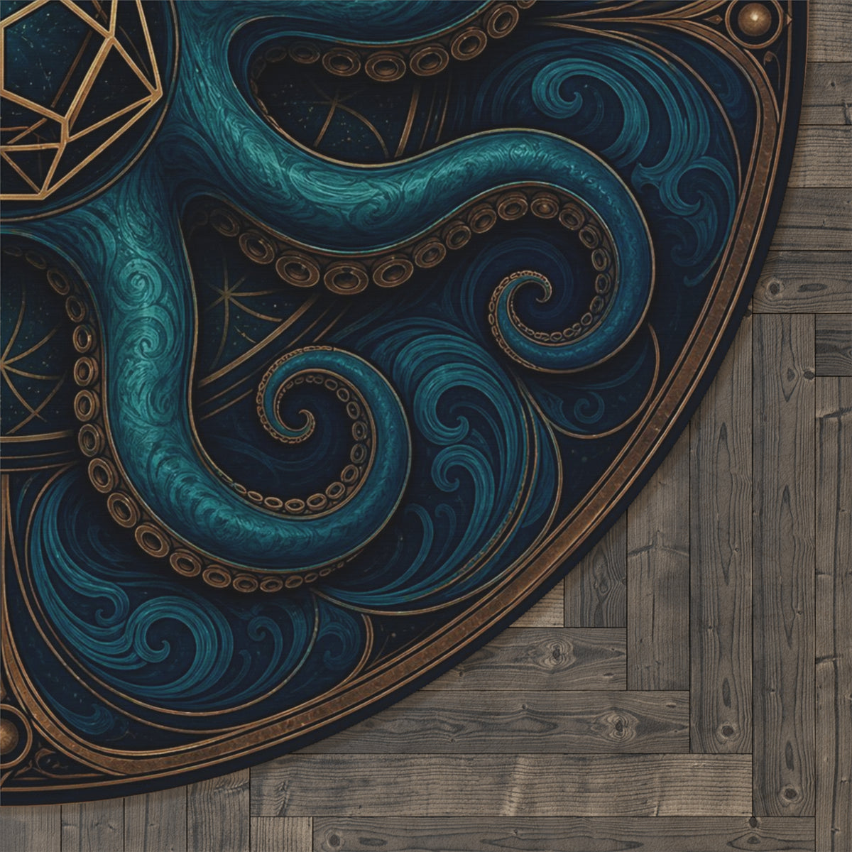 Octopus Illustration Round Rug | Nautical Mystic Cephalopod Decor Printify