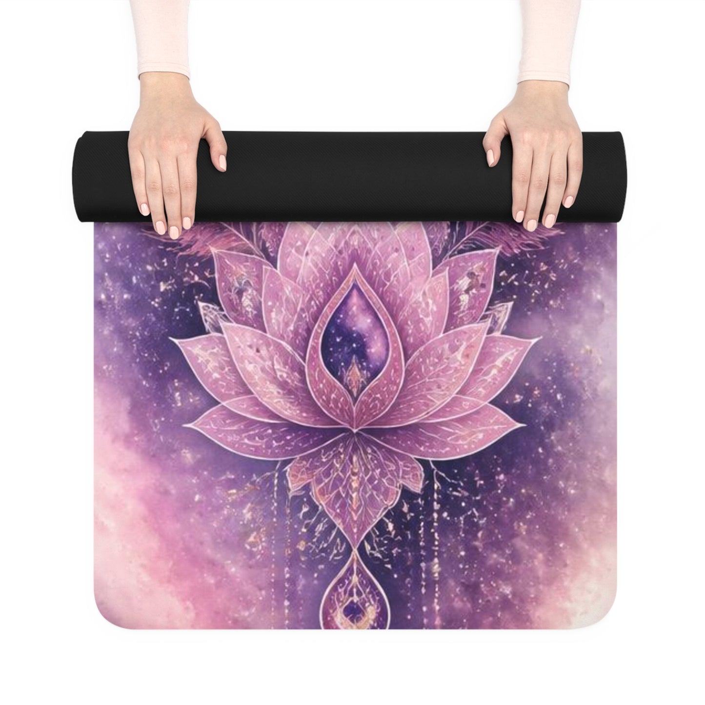 Purple Lotus Pattern Rubber Yoga Mat | Floral Mandala Alignment - Best Yoga Mats for Home Workouts