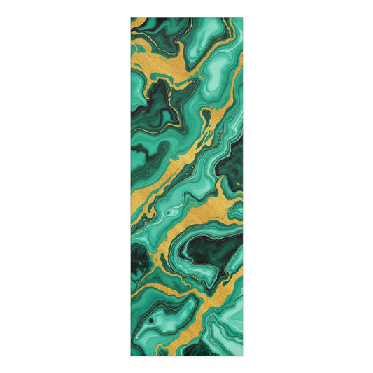 Green Marble Swirl Foam Yoga Mat | Abstract Gemstone Pattern - Best Yoga Mats for Home Workouts