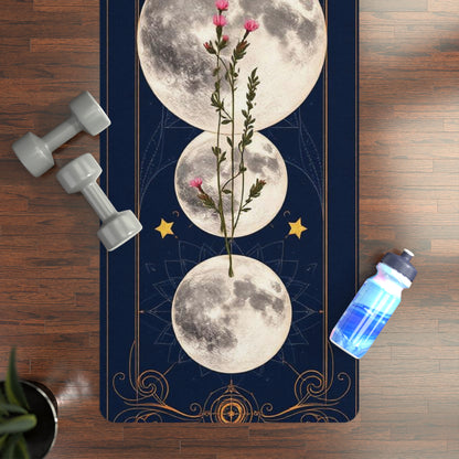 Moon Phase Floral Rubber Yoga Mat | Celestial Mooncycle Design - Best Yoga Mats for Home Workouts