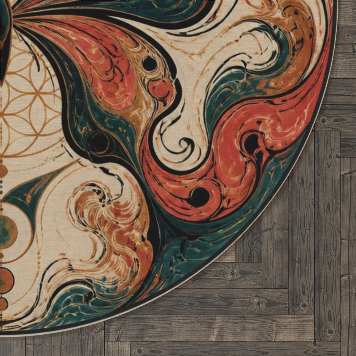 Boho Mystic Butterfly Round Rug | Floral Mandala Floor Decor Printify