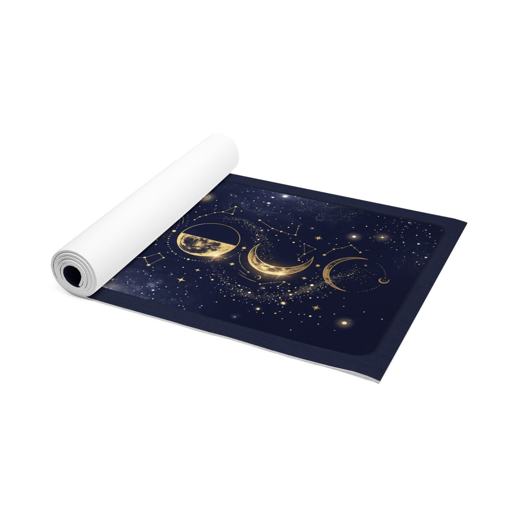 Moon Phases Yoga Mat | Celestial Gold Night Sky, Yoga Love Printify