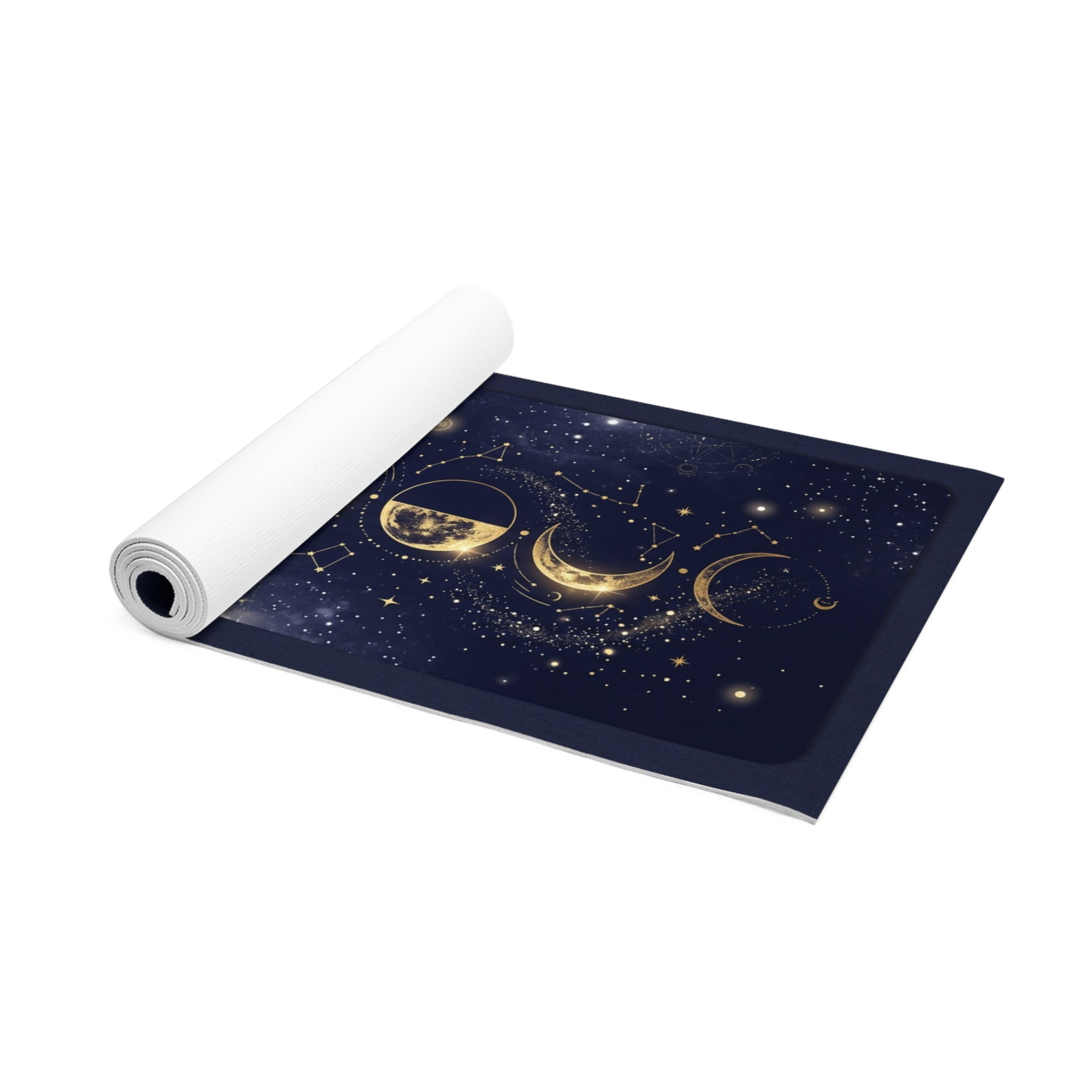 Moon Phases Yoga Mat | Celestial Gold Night Sky, Yoga Love Printify
