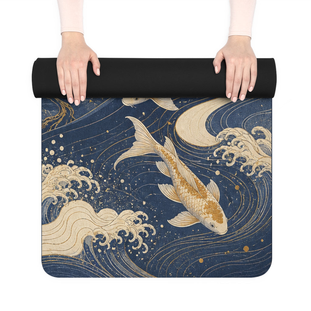 Celestial Yoga Mat for Women, Non Slip Exercise Mat, Meditation & Fitness Gift| Japanese Inspired Ocean Koi Design Printify