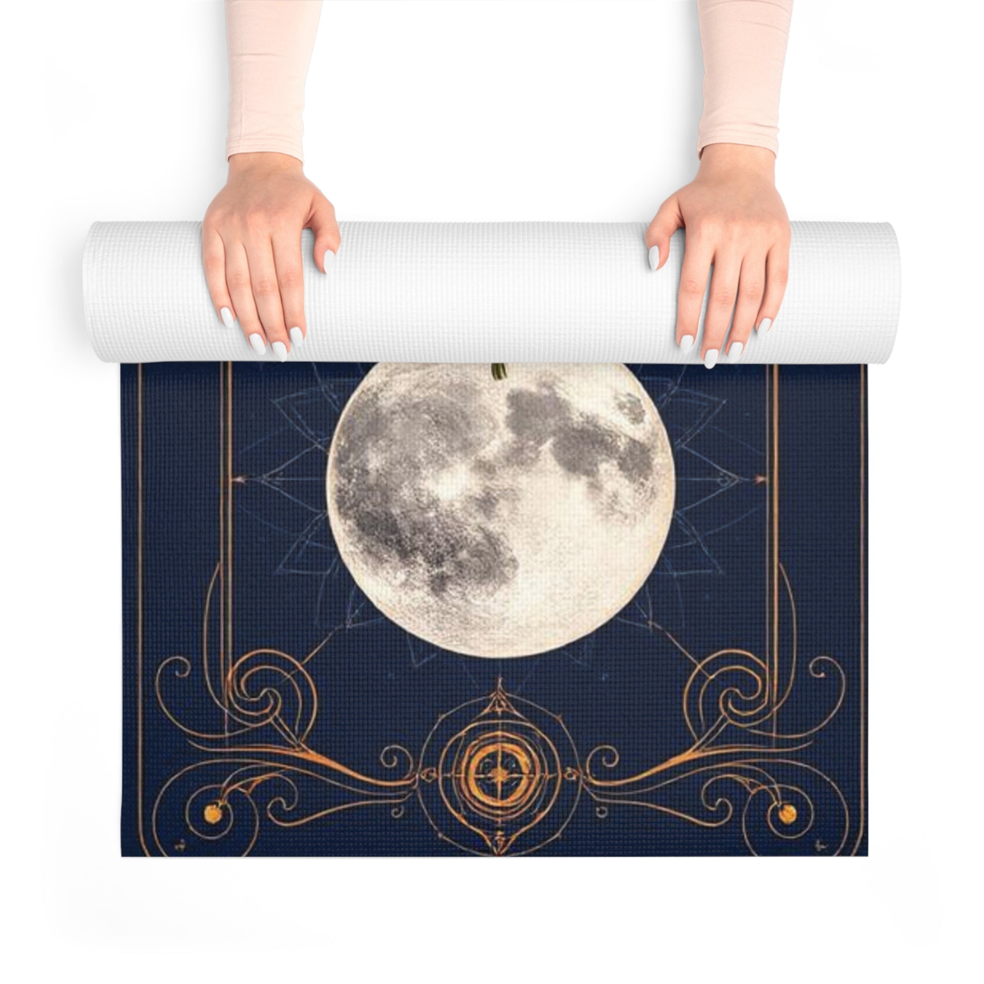 Moon Phases Floral Foam Yoga Mat | Celestial Mooncycle Design - Best Yoga Mats for Home Workouts
