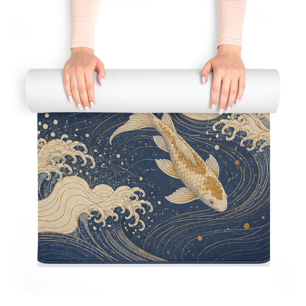 Celestial Yoga Mat for Women, Non Slip Exercise Mat, Meditation & Fitness Gift | Japanese-Inspired Sun and River Design Printify