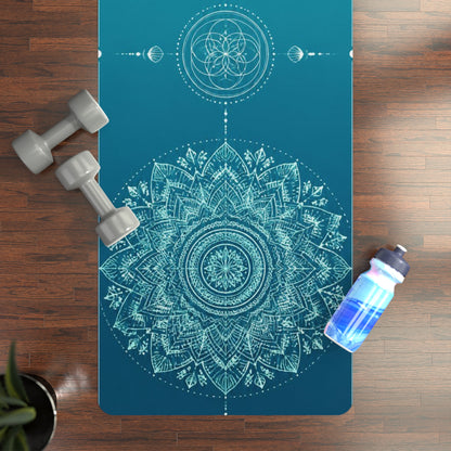 Teal Mandala Alignment Rubber Yoga Mat | Non-Slip Fitness Mat Printify