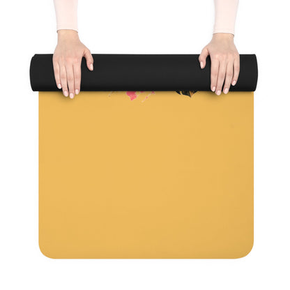 Sunset Yoga Pose Rubber Yoga Mat | Tropical Palm Hibiscus Design - Best Yoga Mats for Home Workouts