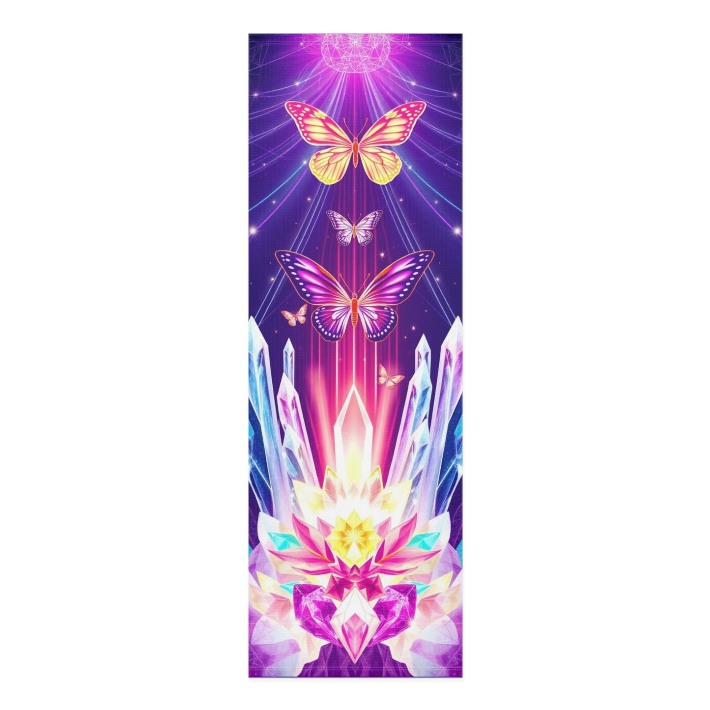 Crystal Lotus with Butterflies Foam Yoga Mat | Spiritual Chakra Design Printify