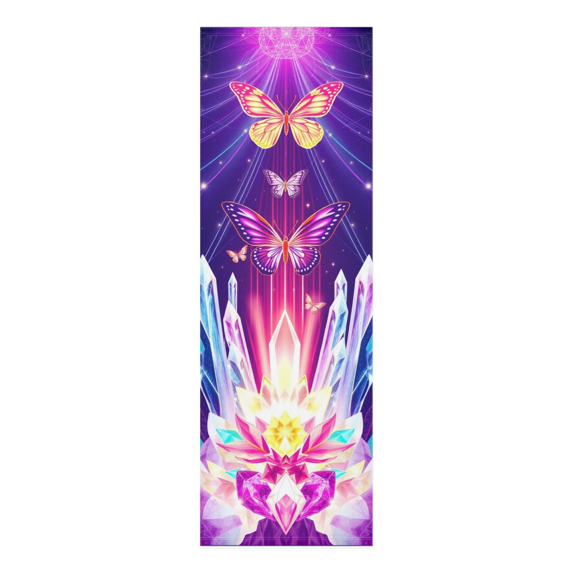 Crystal Lotus with Butterflies Foam Yoga Mat | Spiritual Chakra Design Printify