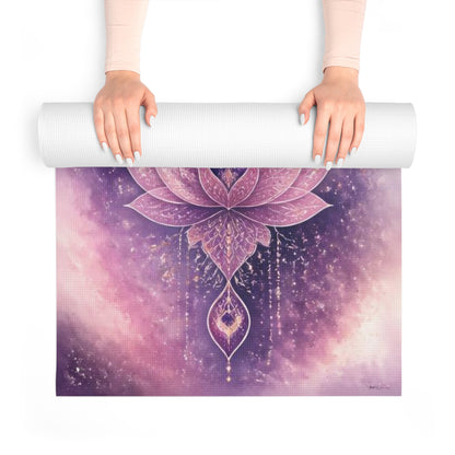 Purple Lotus Mandala Foam Yoga Mat | Floral Spiritual Meditation Mat - Best Yoga Mats for Home Workouts