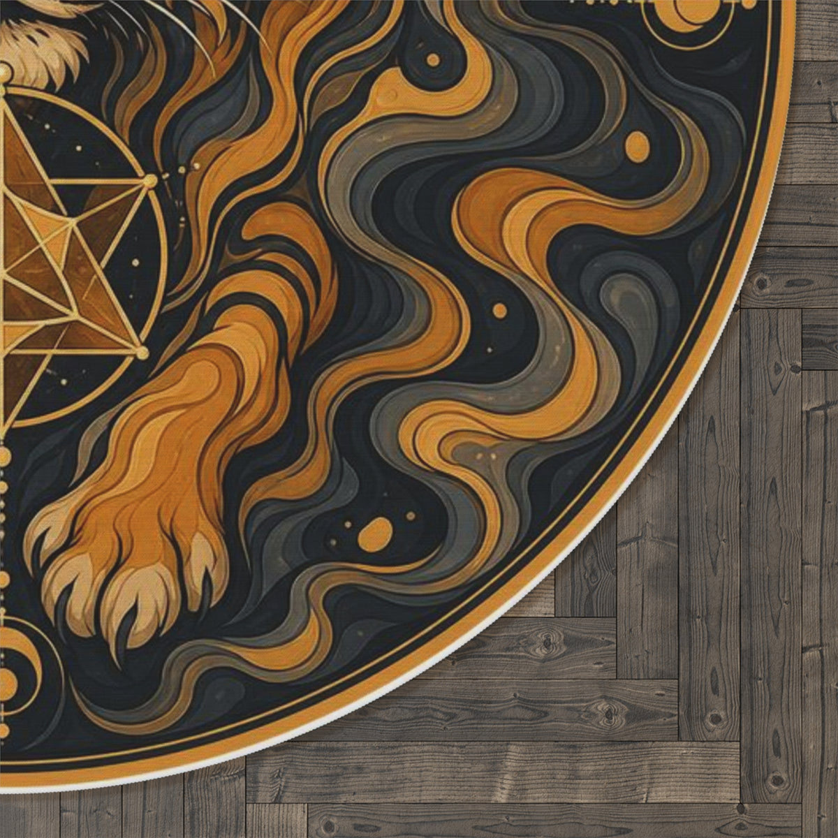 Mystic Tiger Mandala Round Rug | Geometric Spiritual Decor Printify