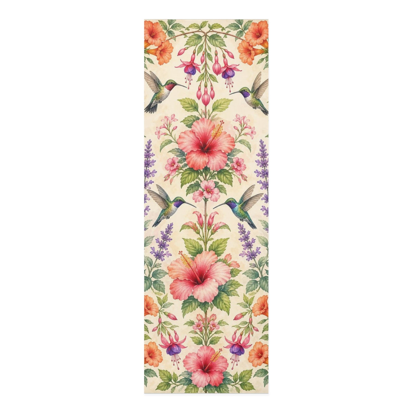 Hummingbird Hibiscus Floral Foam Yoga Mat | Tropical Botanical Pattern - Best Yoga Mats for Home Workouts