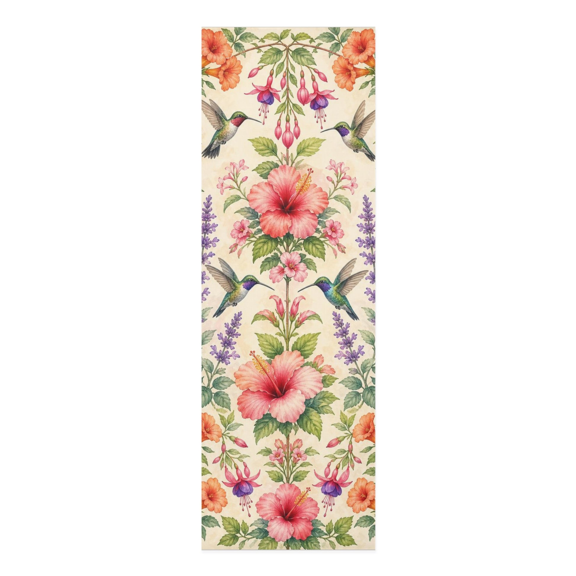 Hummingbird Hibiscus Floral Foam Yoga Mat | Tropical Botanical Pattern - Best Yoga Mats for Home Workouts