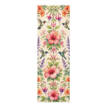 Hummingbird Hibiscus Floral Foam Yoga Mat | Tropical Botanical Pattern - Best Yoga Mats for Home Workouts