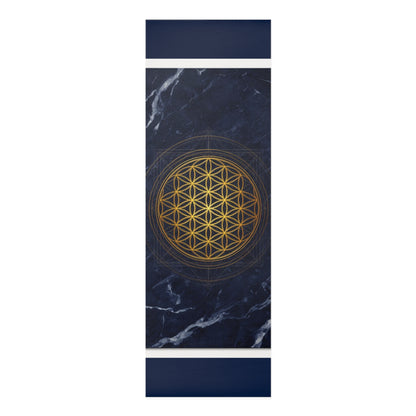 Flower of Life mandala Foam Yoga Mat | navy marble meditation mat - Best Yoga Mats for Home Workouts