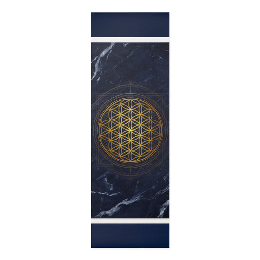 Flower of Life mandala Foam Yoga Mat | navy marble meditation mat - Best Yoga Mats for Home Workouts