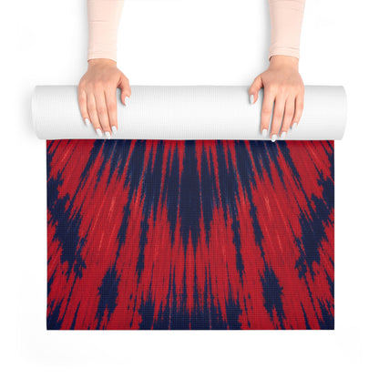 Yoga Love script heart Foam Yoga Mat | red navy tie-dye - Best Yoga Mats for Home Workouts
