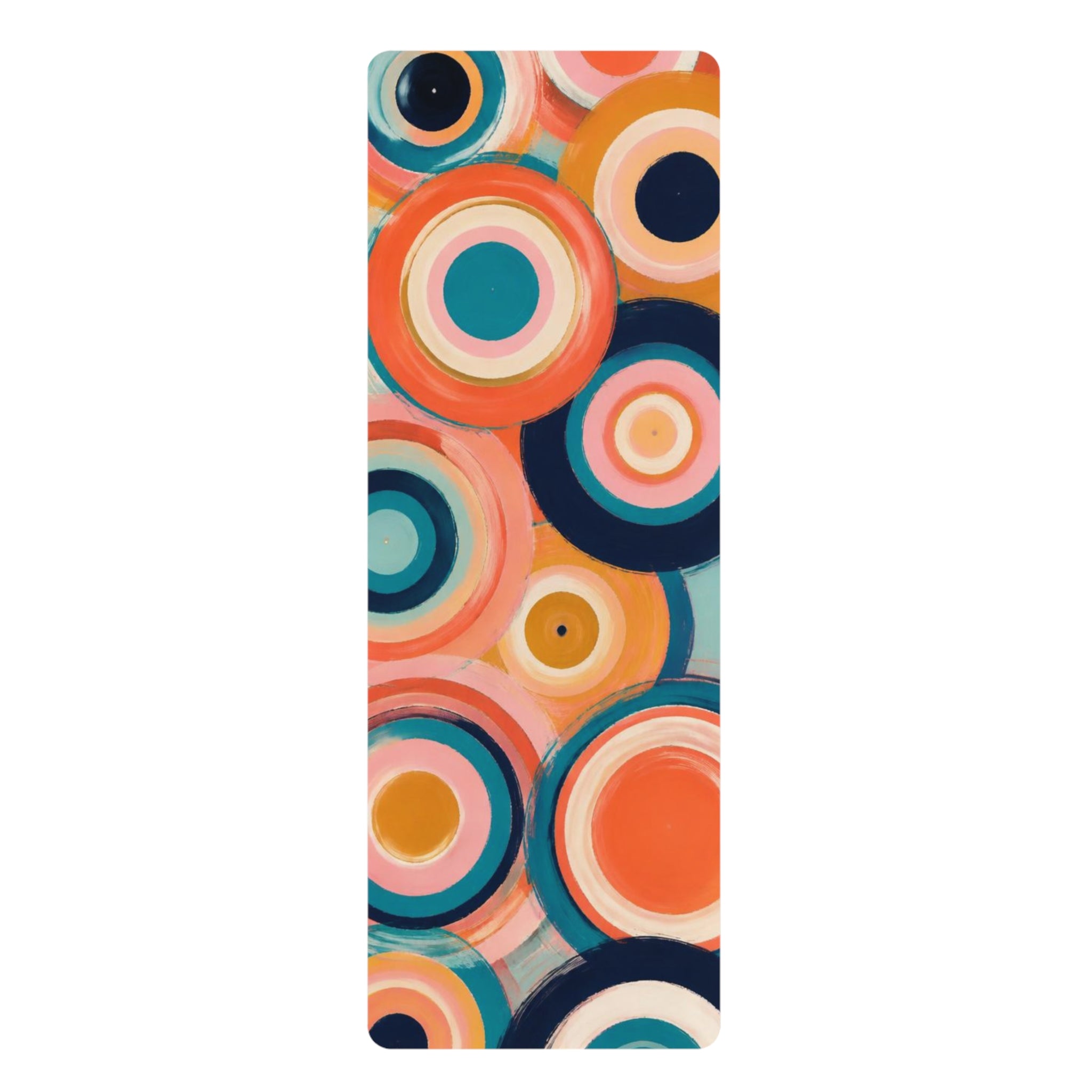 Colorful Retro Circles Rubber Yoga Mat | Abstract Geometric Fitness Mat Printify