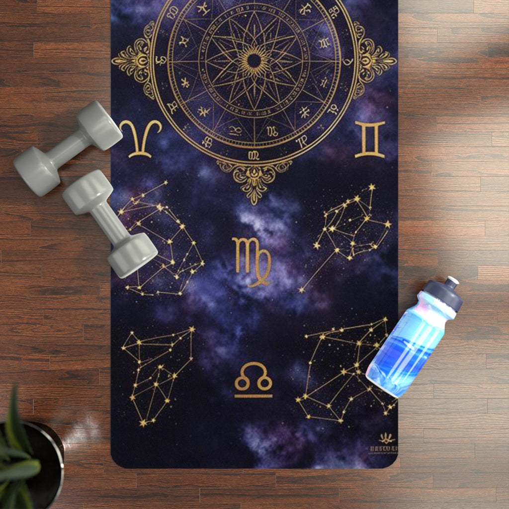 Zodiac Wheel Constellation Rubber Yoga Mat | Astrology Space Mandala Printify
