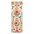 Hummingbird Floral Pattern Rubber Yoga Mat | Tropical Hibiscus Botanical Design