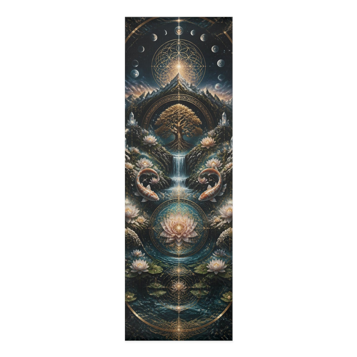 Sacred Geometry Lotus Tree Foam Yoga Mat | Cosmic Mandala Meditation Mat Printify